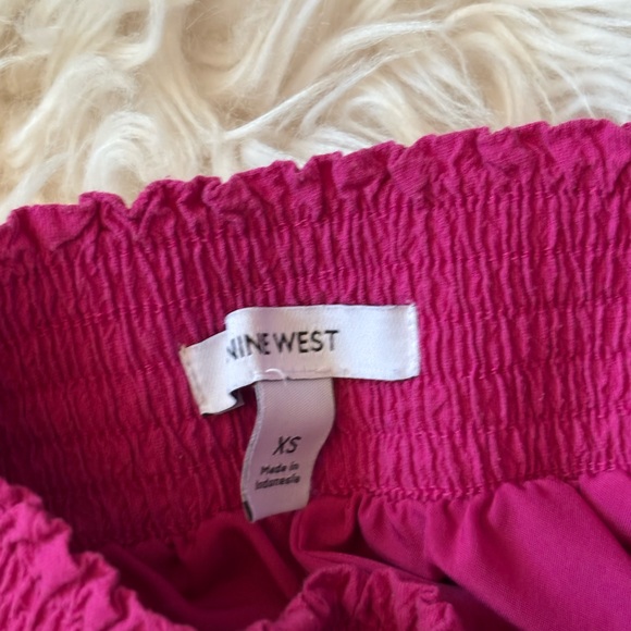 Nine West Bright Pink Smocked waist tiered peasant Midi Skirt - Picture 8 of 9